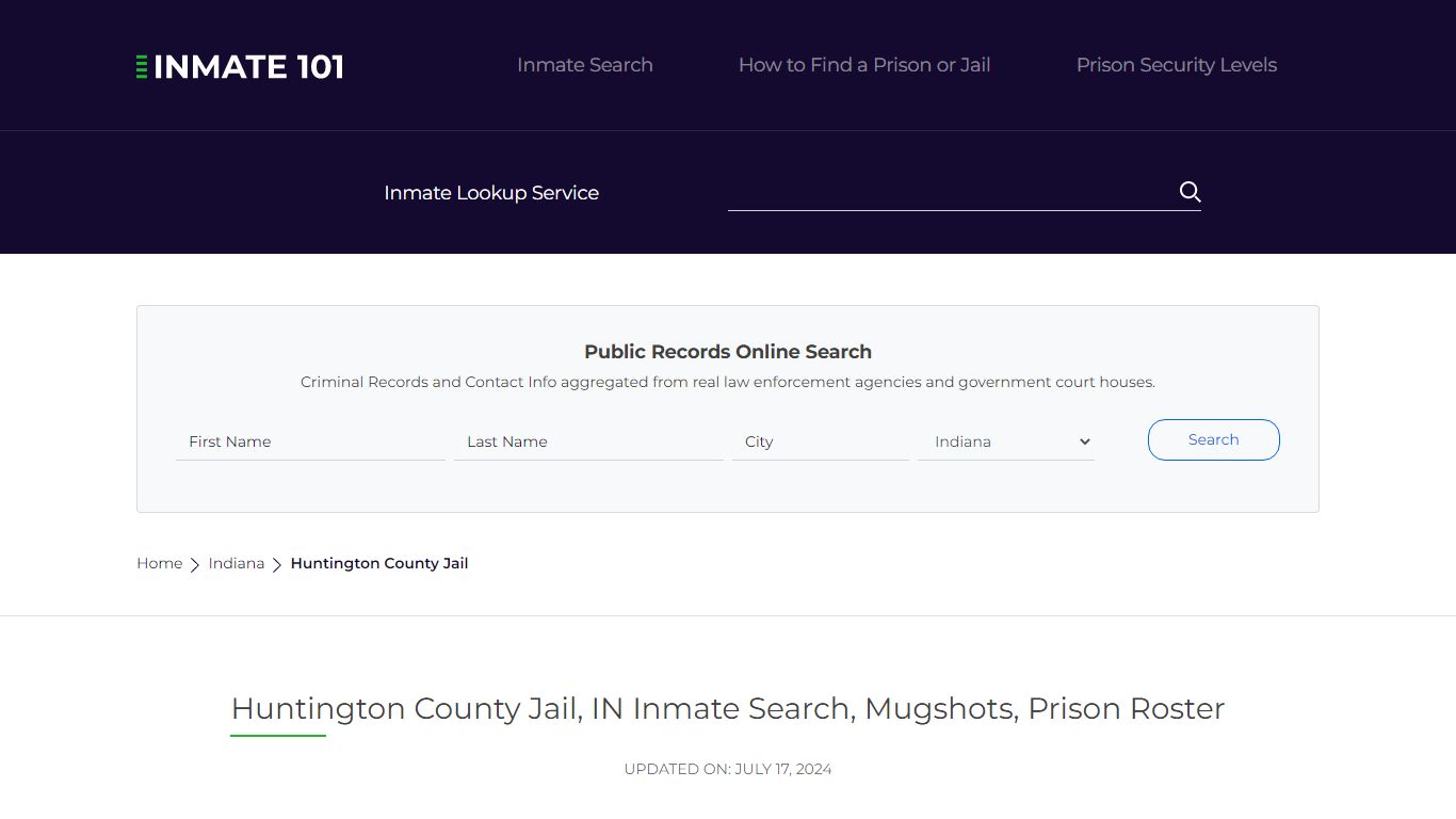 Huntington County Jail, IN Inmate Search, Mugshots, Prison Roster