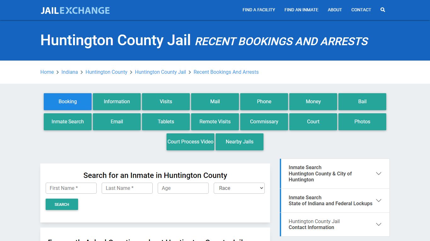 Huntington County Jail Recent Bookings And Arrests