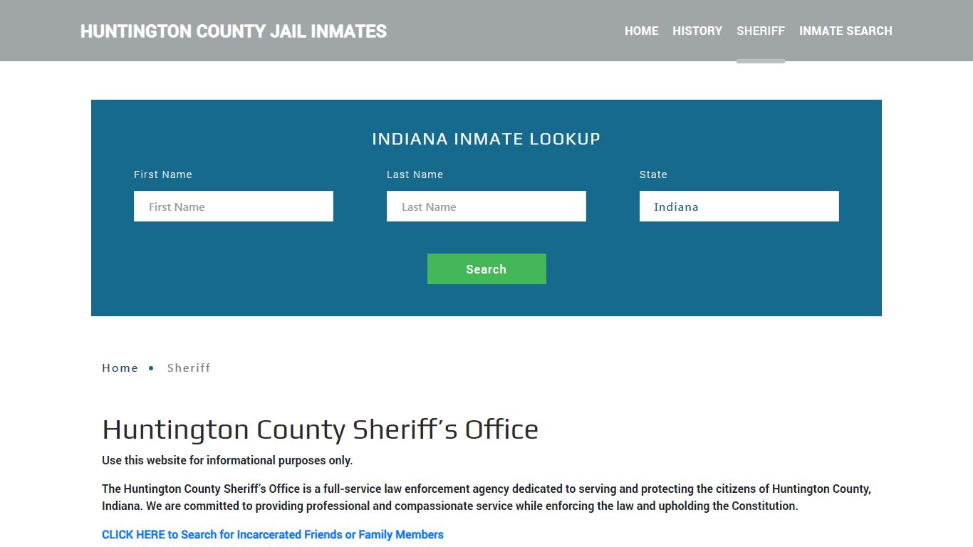 Huntington County Sheriff, IN Arrest Warrant Lookup